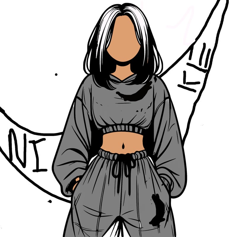 realistic girl faceless with baggy pants and a crop top