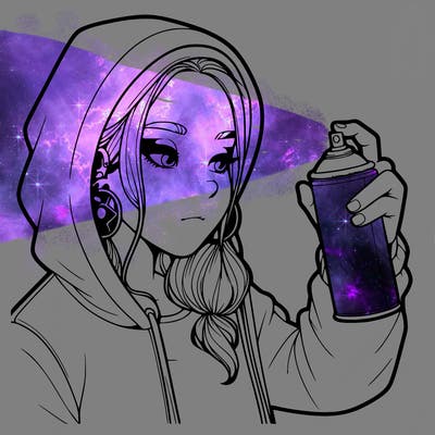 a realistic girl, spray painting