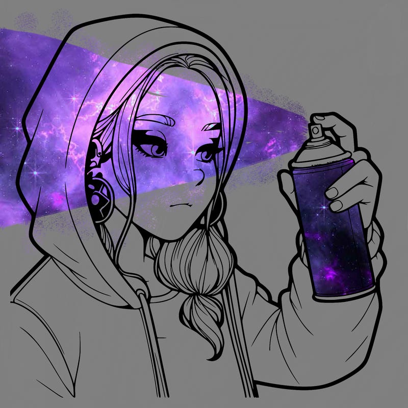 a realistic girl, spray painting