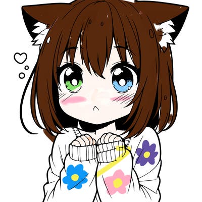 shy anime catgirl