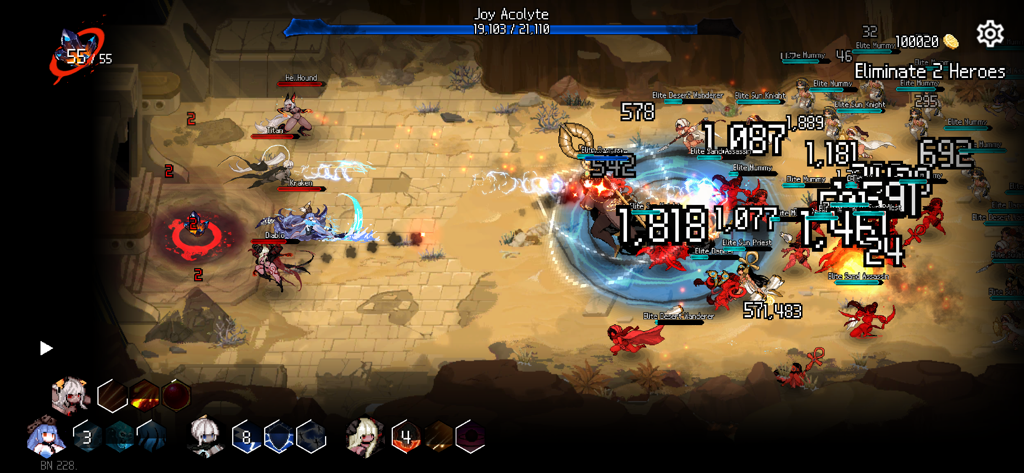 DungeonSquad - Action-packed pixel art battle in DungeonSquad featuring elite monsters fighting waves of heroes.