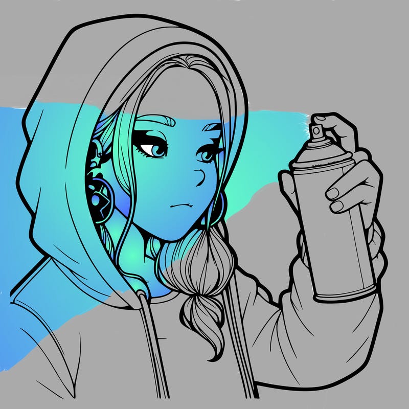 a realistic girl, spray painting