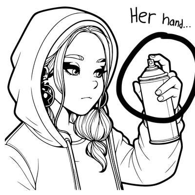 a realistic girl, spray painting