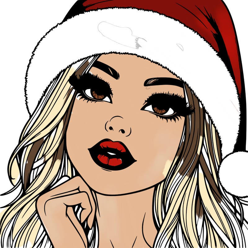 realistic christmas girl with lips