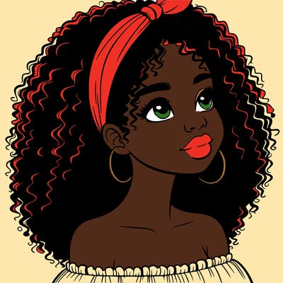 realistic black girl with curly hair