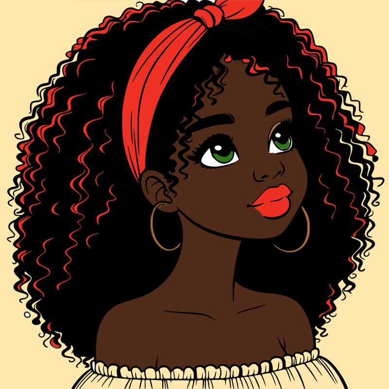 realistic black girl with curly hair