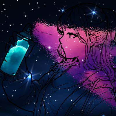 a realistic girl spray, painting