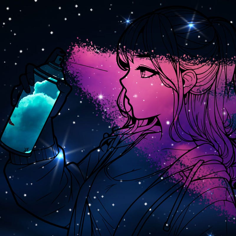 a realistic girl spray, painting