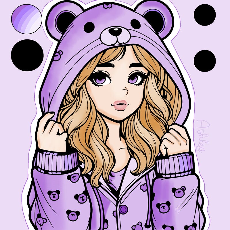 realistic girl in a animal pjs hoodie