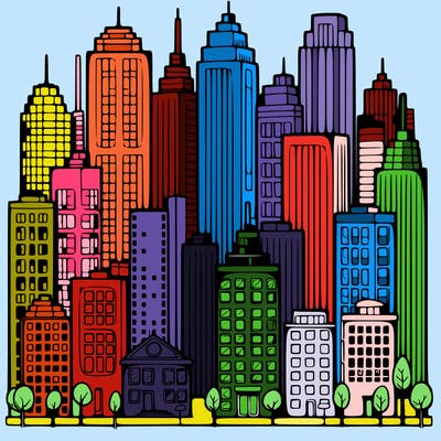 a city with skyscrapers