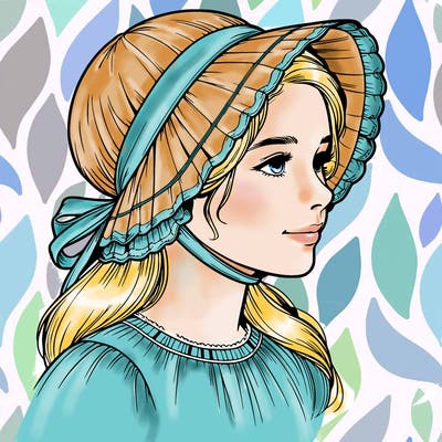 realistic profile picture of girl with a bonnet