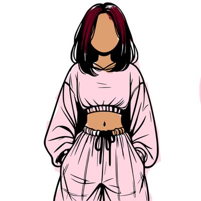 realistic girl faceless with baggy pants and a crop top