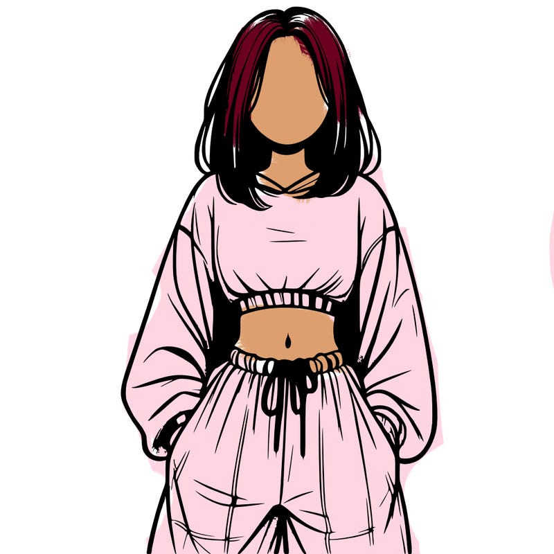 realistic girl faceless with baggy pants and a crop top