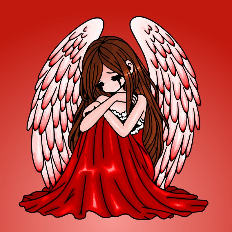 ethereal girl in grief, lonely and heartbroken