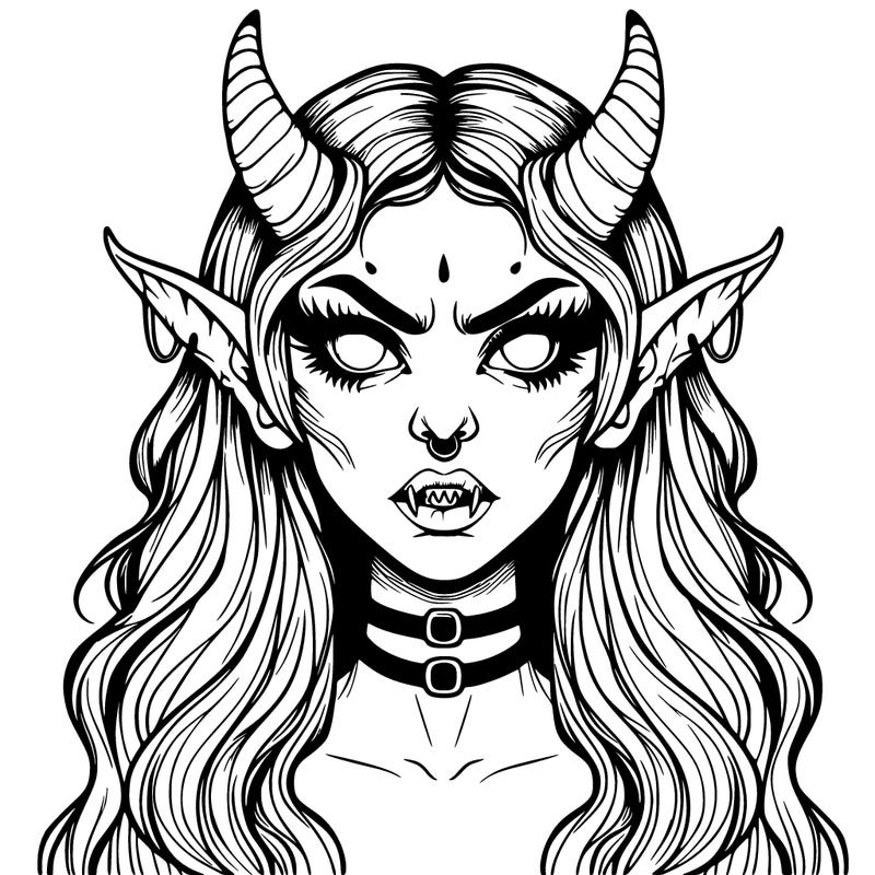 realistic demonic woman