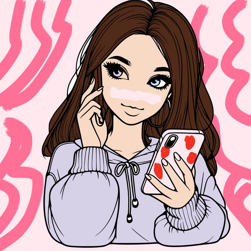 realistic girl with a phone