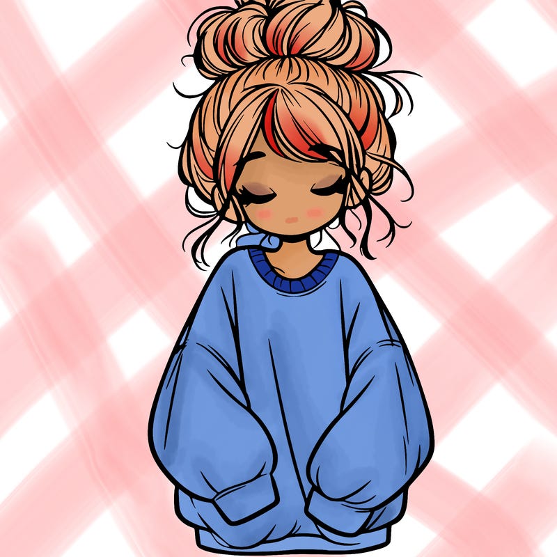 girl with baggy sweatshirt and messy bun