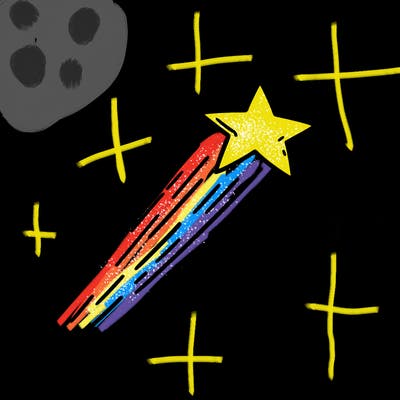 a shooting star in the sky