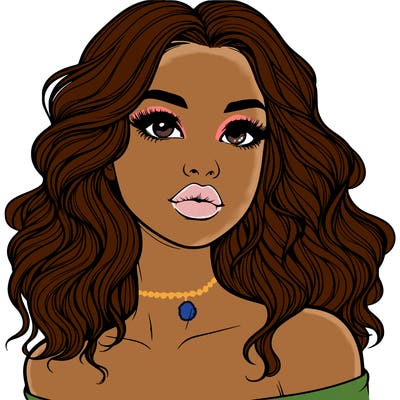 realistic girl with wavy hair and lips