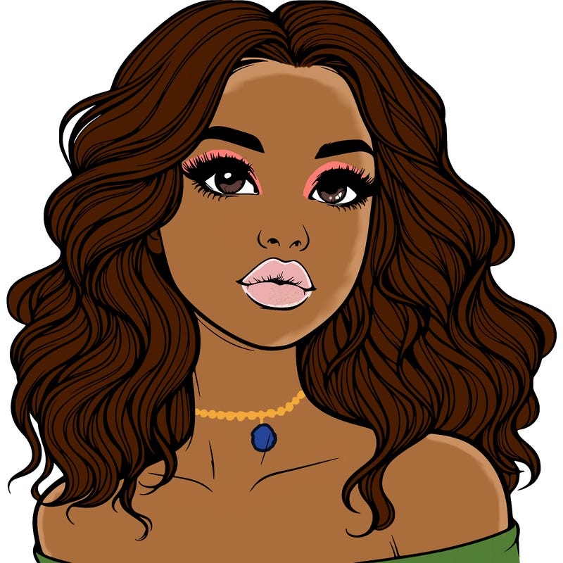 realistic girl with wavy hair and lips
