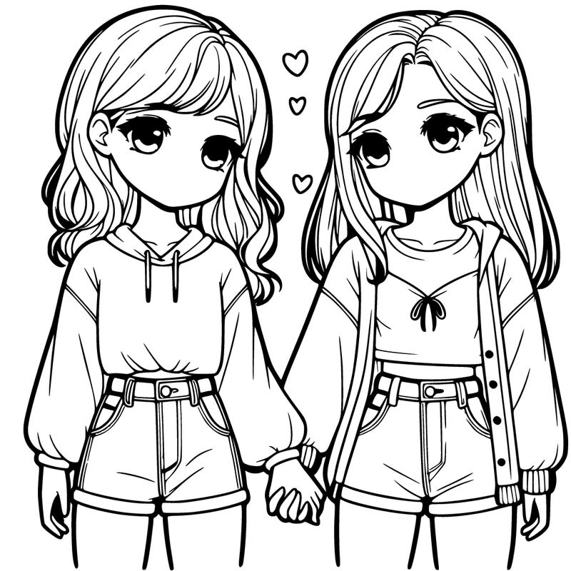 two realistic girls holding hands