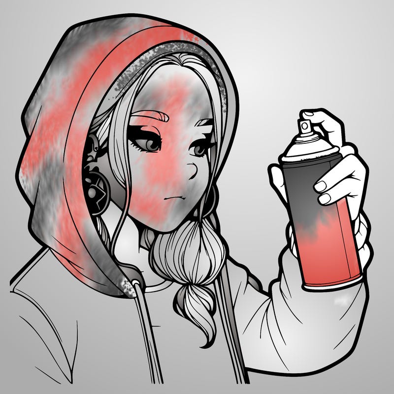 a realistic girl, spray painting