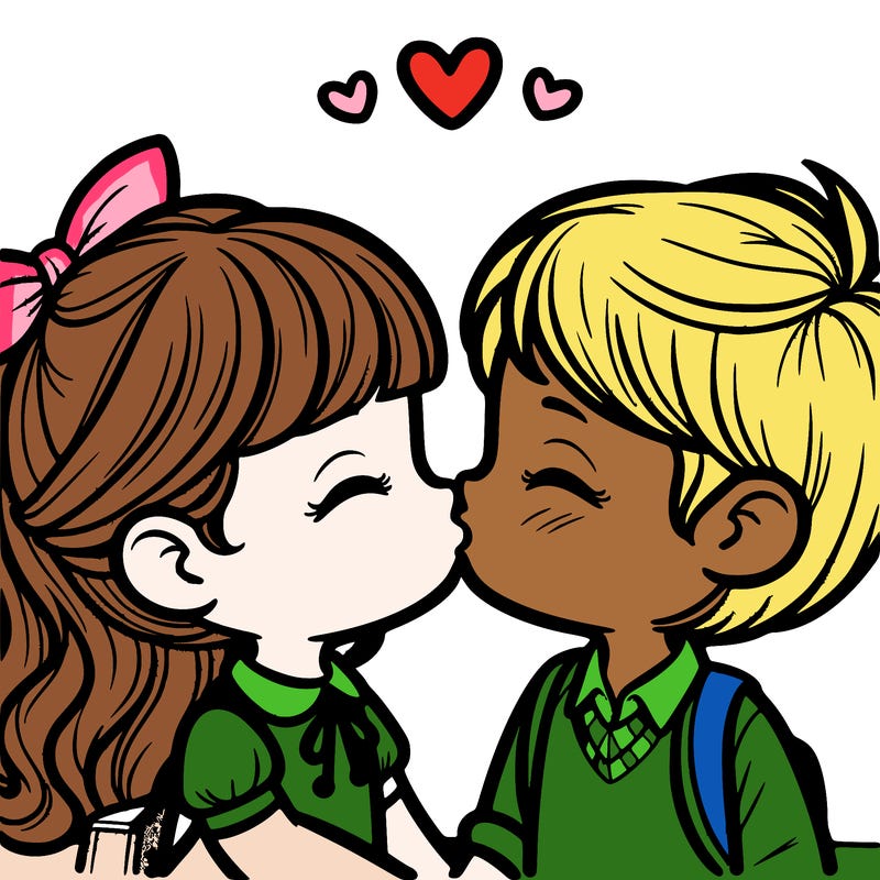 boy and girl kissing