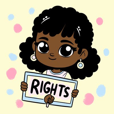black girl holding a rights sign