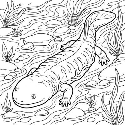 Immerse yourself in the fascinating world of the hellbender salamander with this detailed coloring page. Explore its unique features and natural river environment as you bring this amazing amphibian to life.