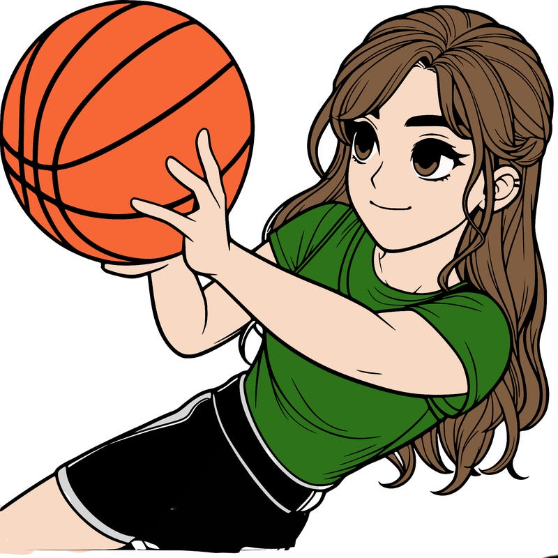 realistic girl playing basketball