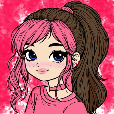 realistic girl with ponytail