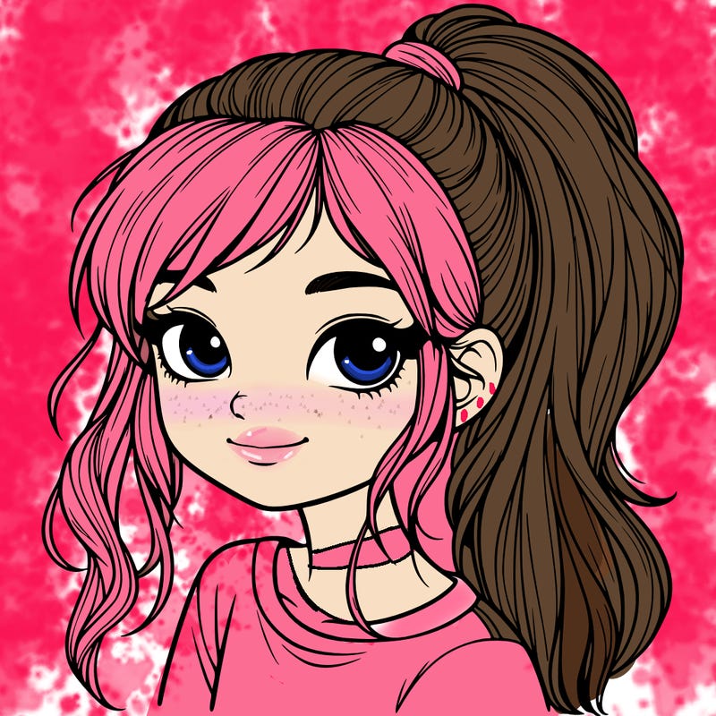 realistic girl with ponytail