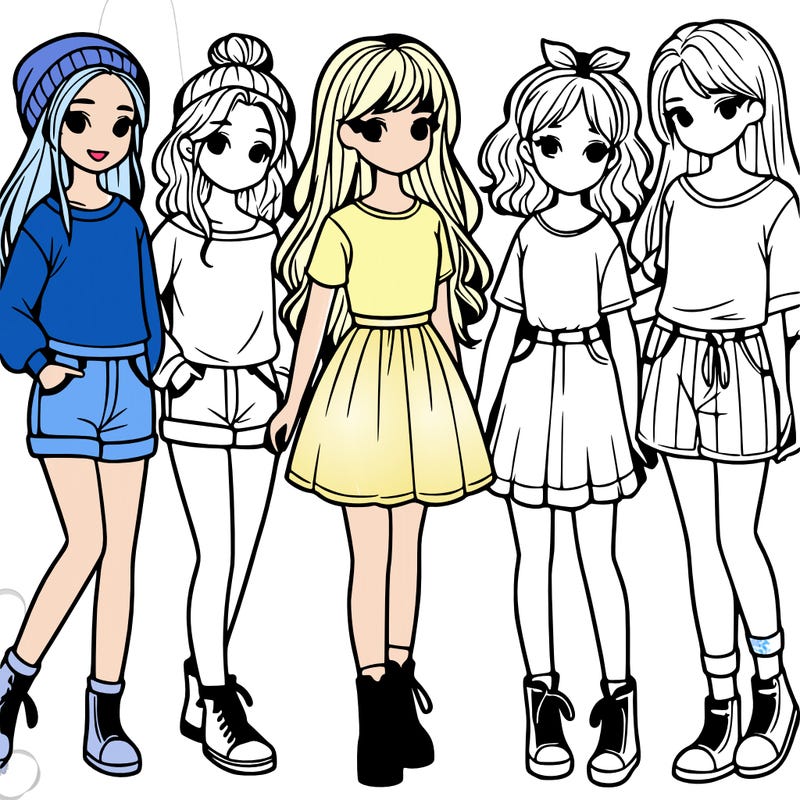 a group of five girls