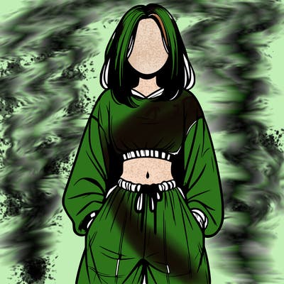 realistic girl faceless with baggy pants and a crop top