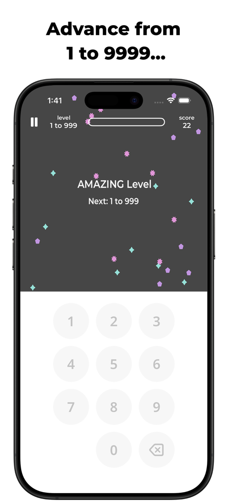 Languish: French Numbers - Pantalla de juego de la aplicación Languish que muestra un desafío de reconocimiento de números en francés con un teclado numérico.