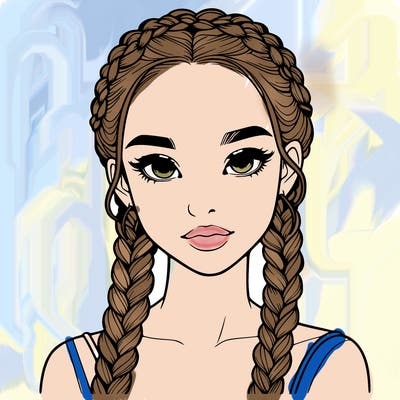 realistic girl with braids