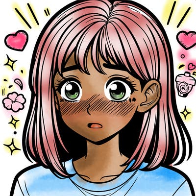 girl realistic blushing because of boy