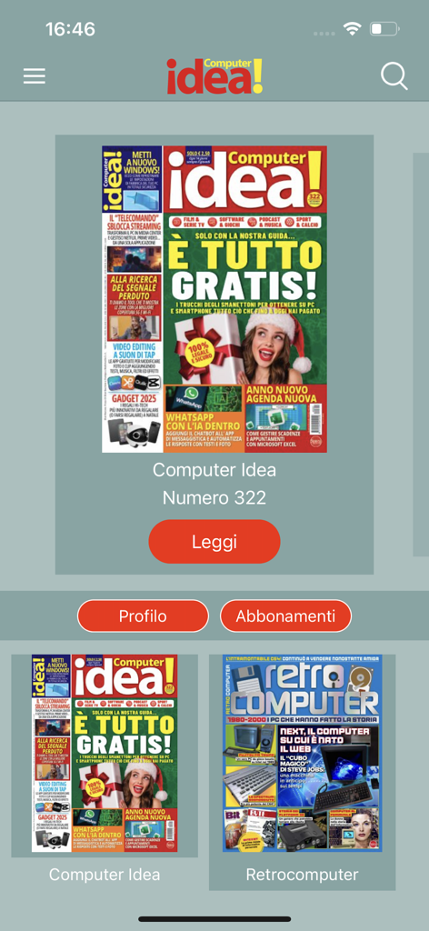 Il Mio Computer Idea - Mobile app interface of Il Mio Computer Idea showing digital magazine covers for tech and retro computing