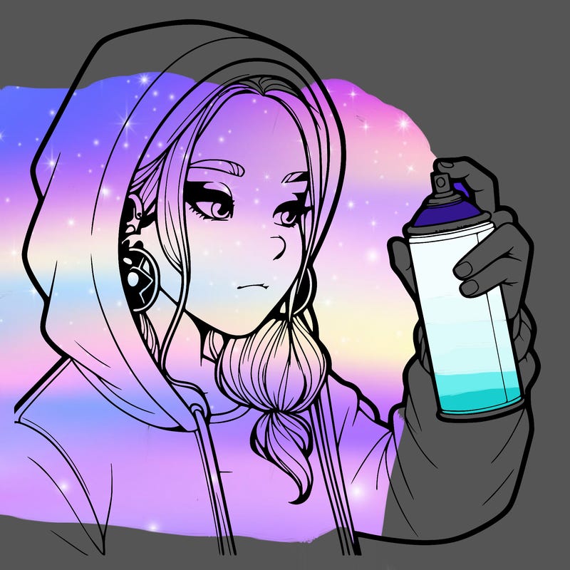 a realistic girl, spray painting