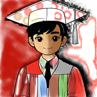 asian person graduating from school realistic