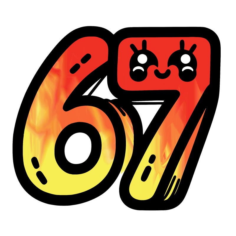 the numbers 67