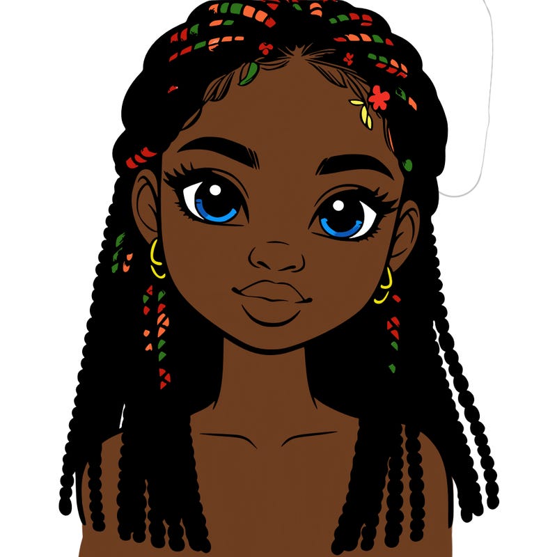 a realistic black girl with braids