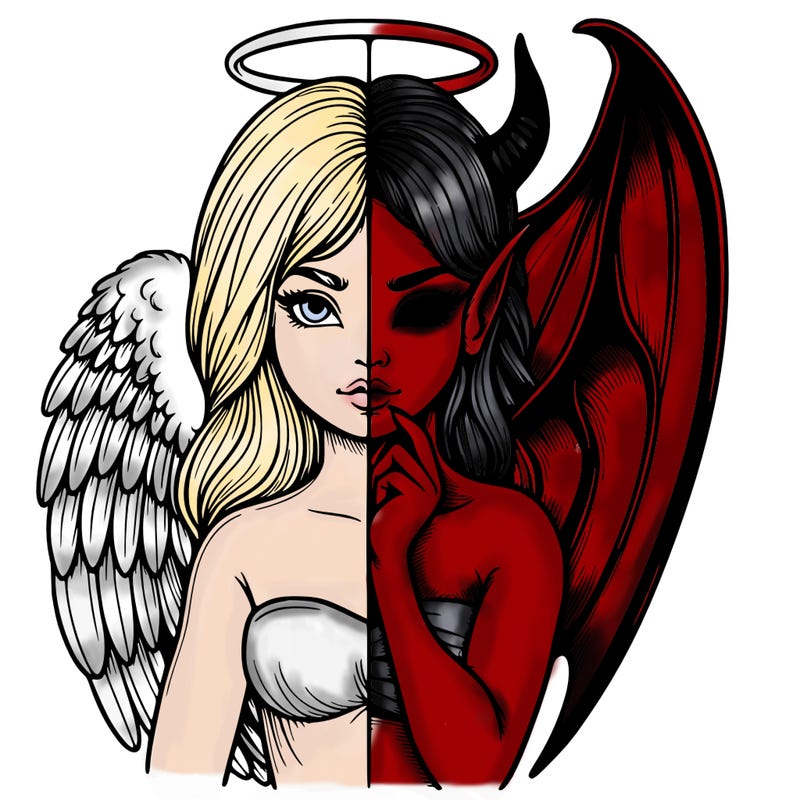 realistic angel half demon