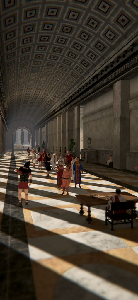 Portyl - High-resolution 3D XR reconstruction of an ancient Roman interior hall with people in period clothing