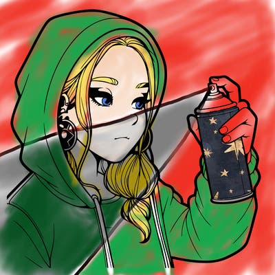a realistic girl, spray painting