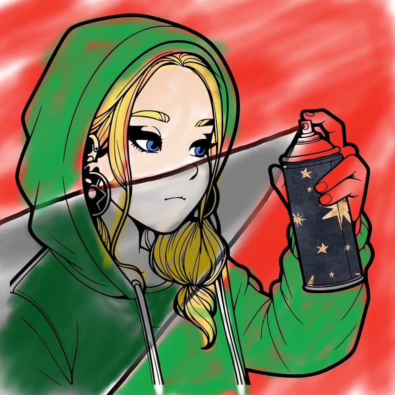 a realistic girl, spray painting