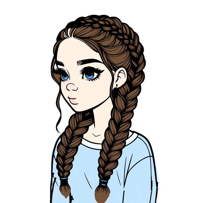 realistic girl with braids