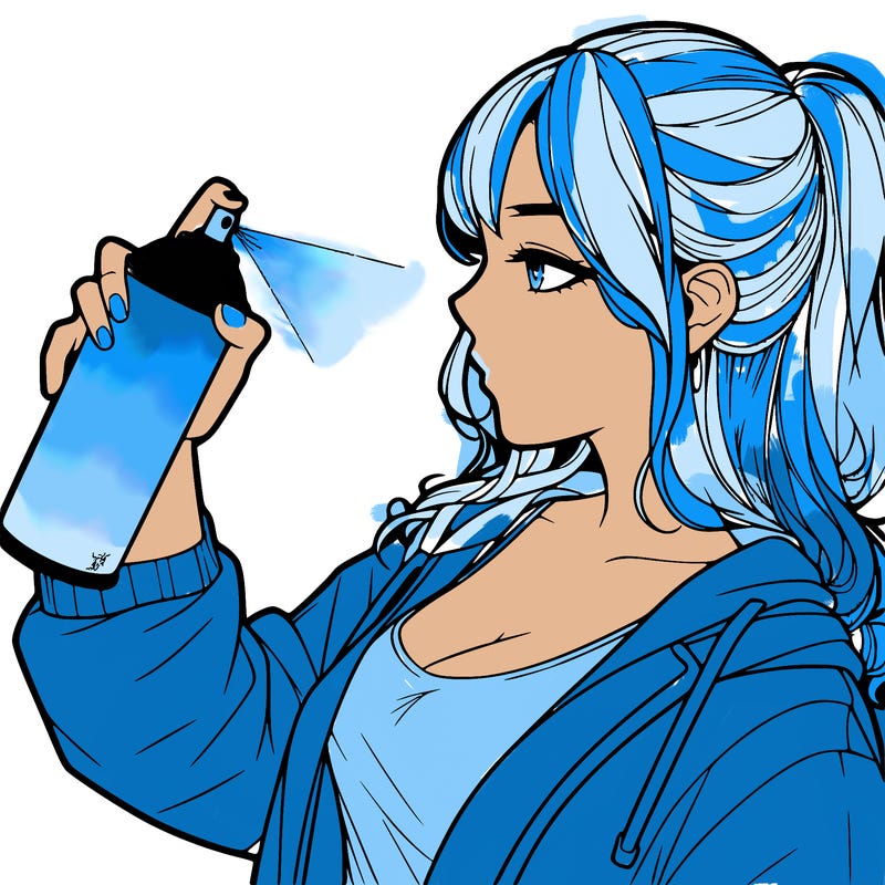 a realistic girl spray, painting