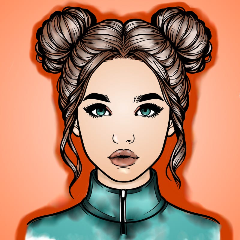 realistic woman that has space buns