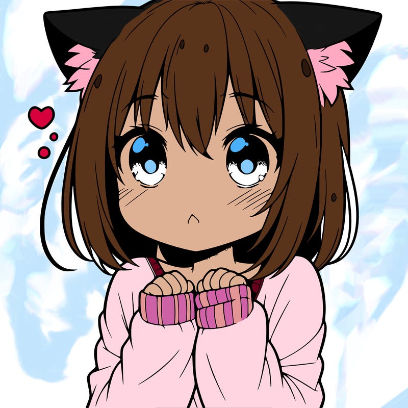 shy anime catgirl